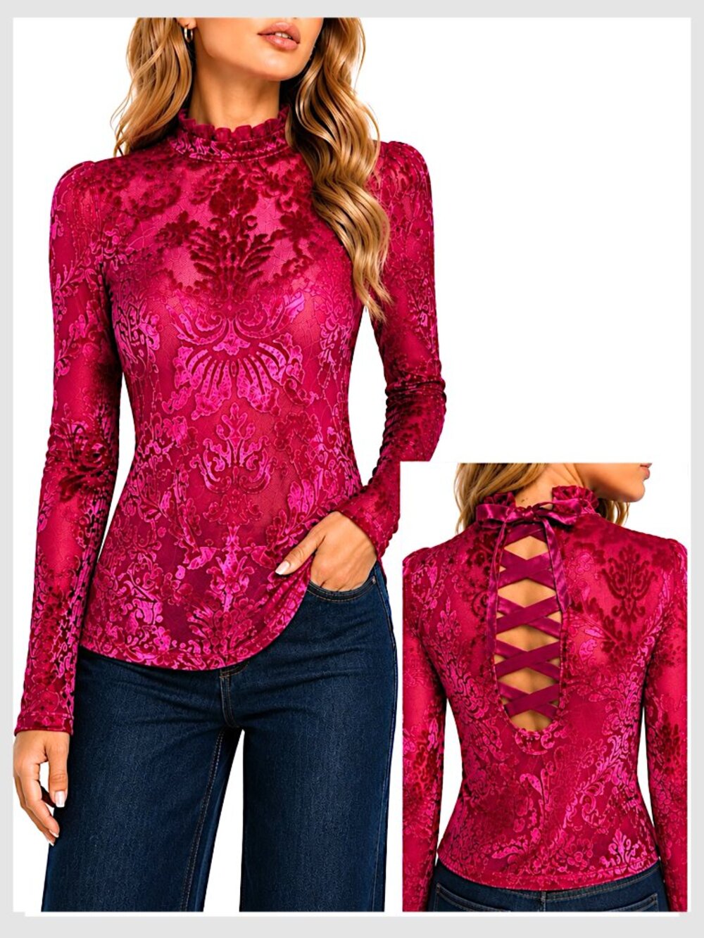 Anthropologie sheer velvet burnout top Pink Rose XS